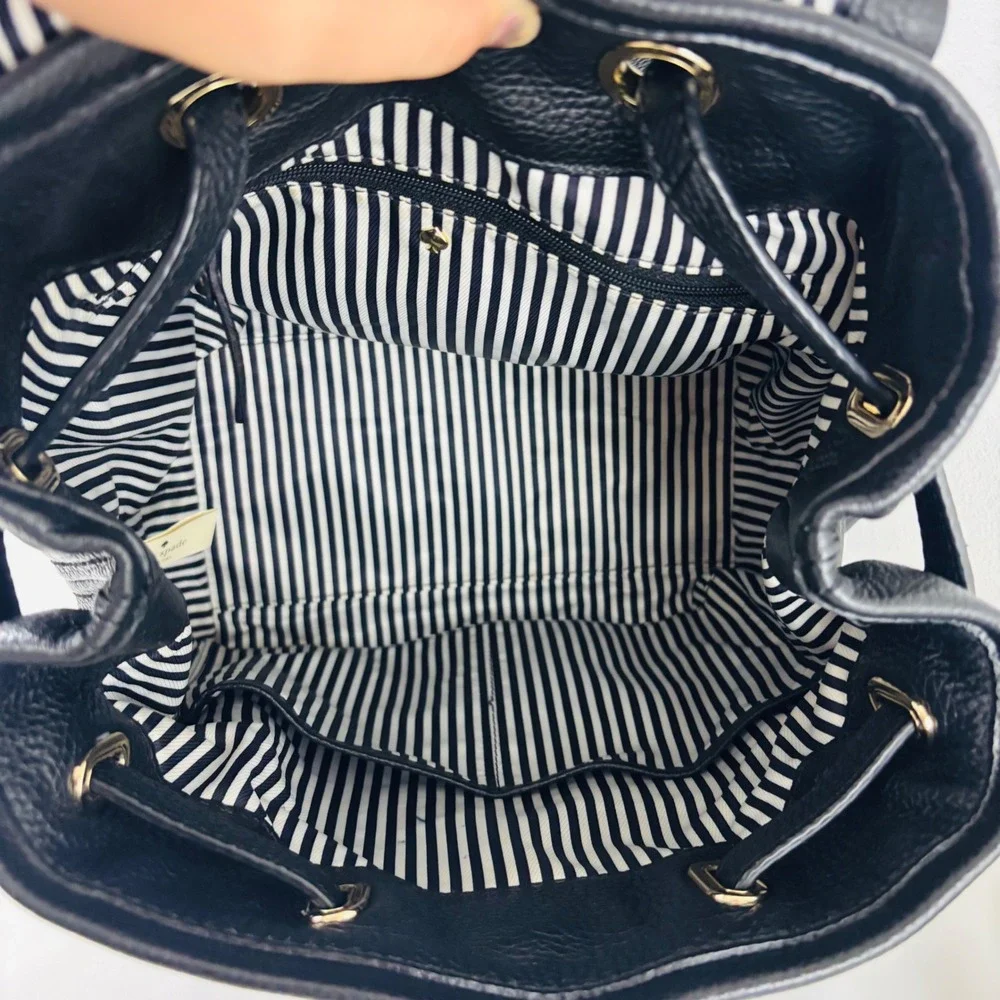Kate Spade New York Medium Black Pebble Leather Backpack Purse